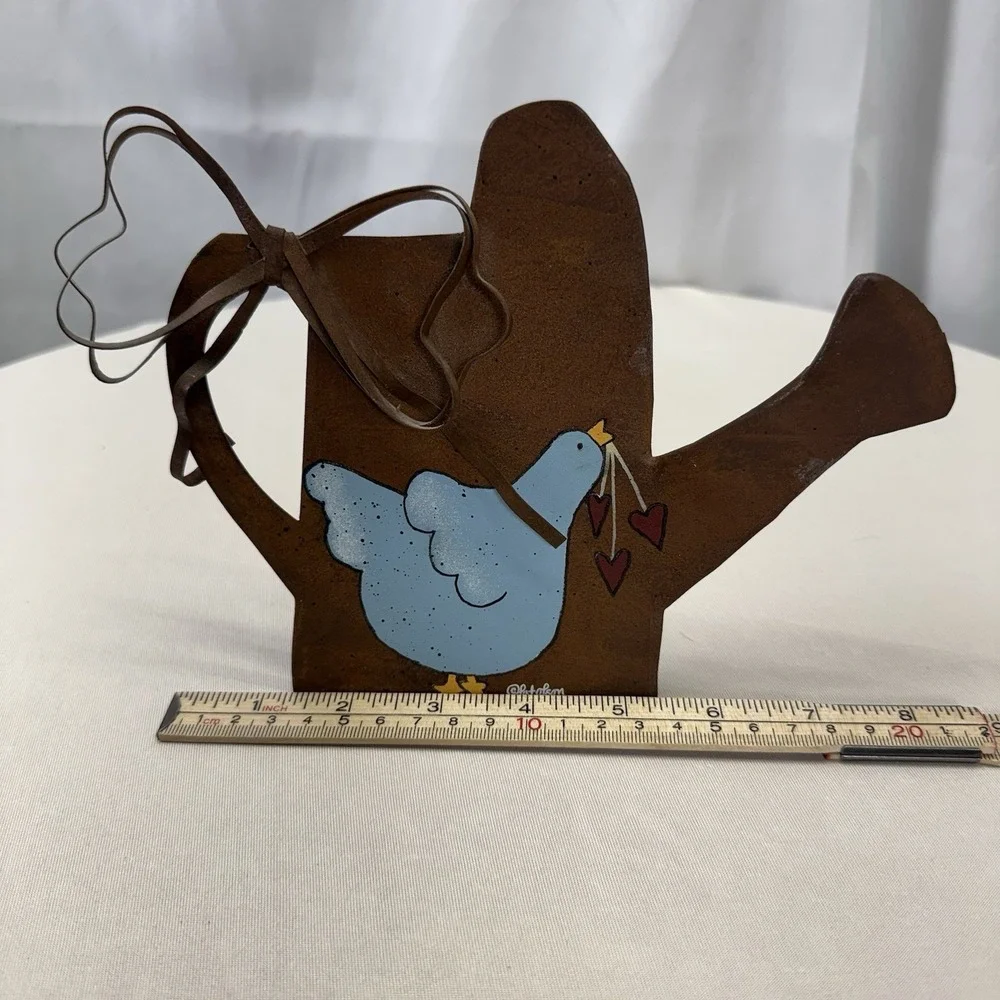 DCC Blue Birds Signed‎ By Pat Olson Rusty Watering Can Plaque Original Tags EUC